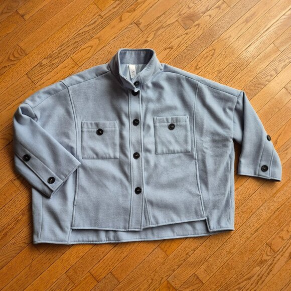 WynneCollection Layers Melton Unstructured Jacket Periwinkle Blue Large - Picture 2 of 15